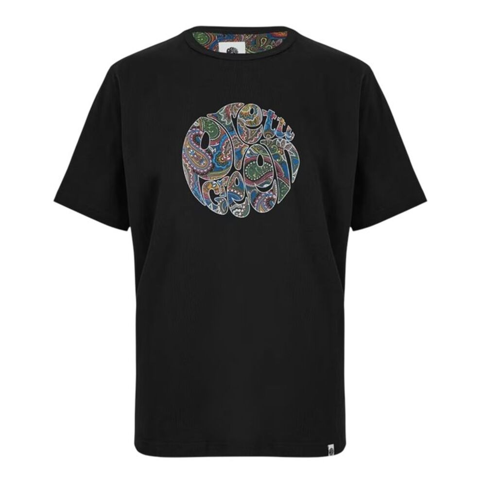 Pretty Green Mens Paisley Logo Regular T-Shirt / Black